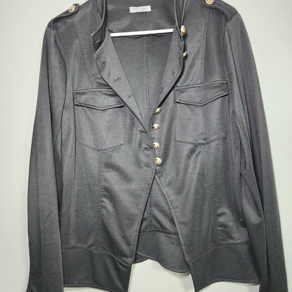 Black Chic Military-inspired blazer, jacket,  lightweight, mix blend material, l - Picture 9 of 13